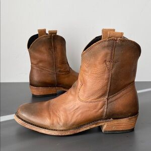 LIBERTY Black Women's Brown Western Boots Sz 7.5 Boho Moto Cowgirl Casual